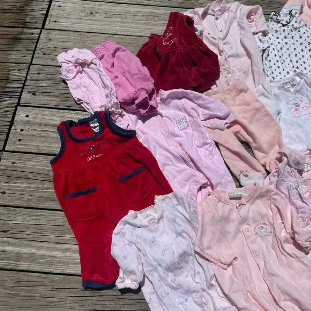 Vintage Baby Clothing Lot 0-3 Months Mixed Brands Sleepers Outfits